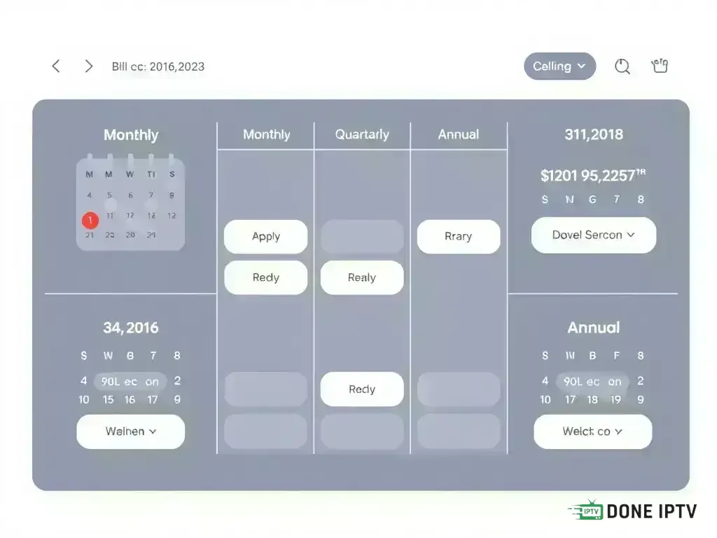 Calendar showing different billing cycles