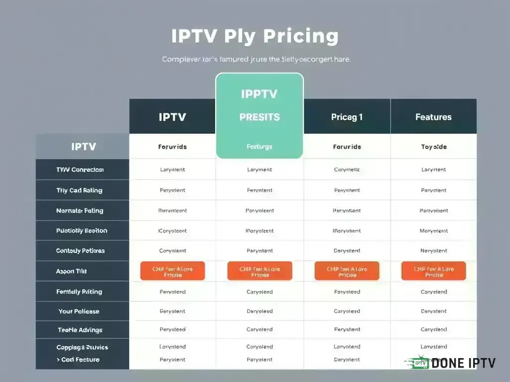 Comparison chart of DoneIPTV pricing plans