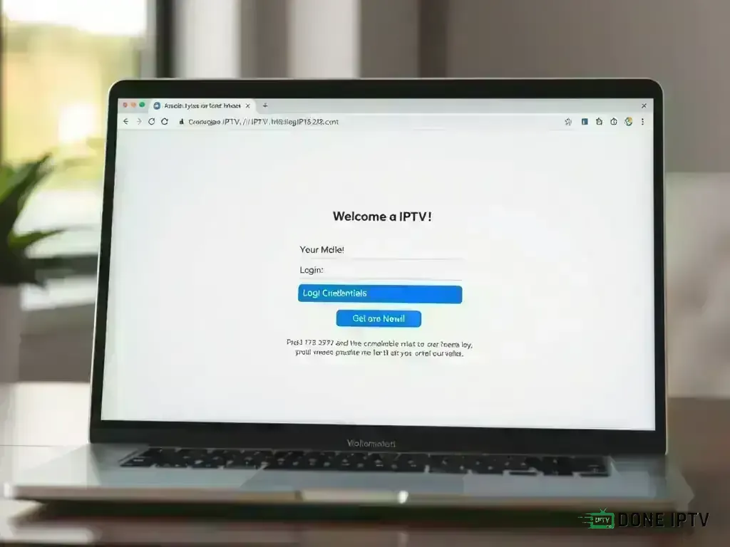 Welcome email showing DoneIPTV login credentials